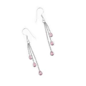Pendiente de Plata de Ley 925 con bisel de circón Rosa facetado Pendiente de piedras preciosas de moda hecho a mano-Regalo - Product Image 3