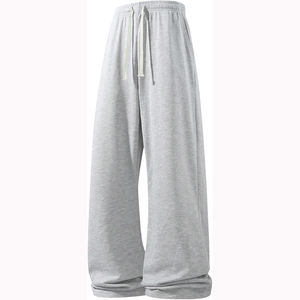 High Quality Men's Straight Casual Baggy Wide Leg <b>Y2K</b> Drawstring Elastic Waist Workout Gym Jogger <b>Trousers</b> 100% Cotton - Product Image 1