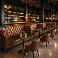 Mobilier Commercial Vintage pour Hôtellerie et Bistro : Banquette Chesterfield, Banc Mural, Ensemble Table et Chaises pour Café