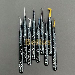 Pince à cils noire de marque privée Logo personnalisé Fabricant de pinces à cils Outils d'extension de cils en acier inoxydable - Product Image 3