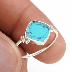 Best Selling New Design 925 Sterling Silver Natural Turquoise Gemstone Cushion Shape <b>Ring</b> for Woman <b>Girls</b> Handmade Boho Jewelry - Product Image 4