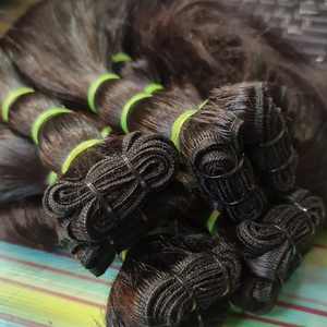 Extensions de cheveux humains vierges Remy d'Inde du Sud, 14 pouces, double trame machine, simple tirage, avec fermetures en dentelle, provenant directement du temple - Product Image 6