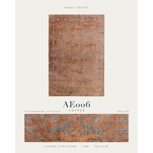 พรมวิสโคสและโพลีเอสเตอร์ขายส่ง รุ่น ATELIER AE006 สีทองแดง ผลิตด้วยเครื่องจักรแบบตุรกี สำหรับห้องนั่งเล่น โครงการโรงแรม - Product Image 2