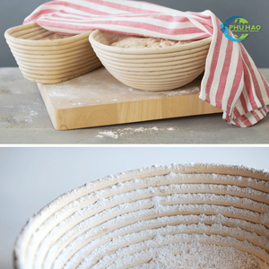 Panier à pâte en rotin rond en osier naturel vietnamien artisanal parfait pour les boulangers à domicile - Product Image 3