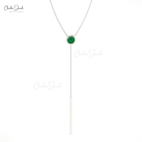Collier Lariat or jaune massif 14 carats véritable émeraude 0.10Ctw collier de pierres précieuses fait main personnaliser en vrac fournisseur et fabrication
