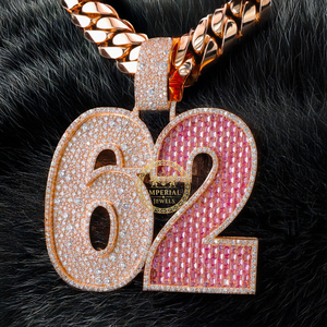 จี้เพชรสร้างในห้องปฏิบัติการสุดหรู สั่งทำเลขได้ ประดับเพชรเต็มวง ทองเหลืองชุบทองคำขาว ทรงกลม เจียระไนแบบบริลเลียนท์ สี DEF ความสะอาด VVS VS เครื่องประดับสไตล์ฮิปฮอป - Product Image 4