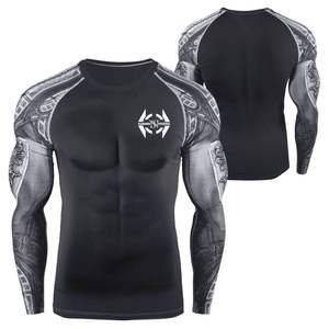 Vêtement de compression MMA pour hommes en gros, sublimé, en spandex/polyester, manches longues, séchage rapide, anti-frottement, respirant pour un sport optimal - Product Image 1