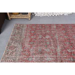 Tapis turc vintage 3.7x9,9 pieds rouge vert Patchwork tissage plat grande surface tapis en laine pour décorations de salon Latex - Product Image 5