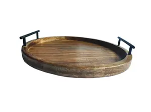 Bandeja de madera vintage Bandeja de madera hecha a mano - Product Image 6