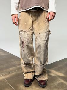 Jeans en denim pour hommes, style américain vintage, 3D, streetwear, long, hiver, coupe droite, jambe large, mi-délavé, ample, <span class=keywords><strong>cargo</strong></span>, broderie, jeans délavés - Product Image 4