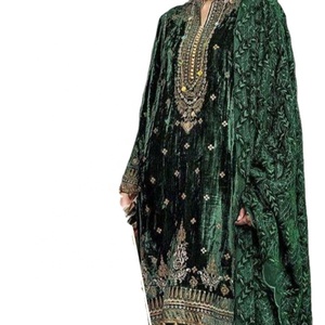 2023 colección de Bodas de lujo último terciopelo bordado Salwar Kameez Venta caliente ropa de fiesta de piedra pesada para indio - Product Image 1