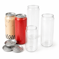 Boîte en PET personnalisée, écologique et recyclable, avec couvercle en aluminium, pour desserts, sodas, bubble tea, jus, 330 ml, 500 ml, avec anneau de tirage en plastique