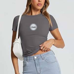 T-shirts en coton pour femmes, manches courtes, col rond, coupe classique, respirants, décontractés, pour l'été - Product Image 6