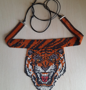 Gargantilla de cuentas TIGER, collar de flecos, collar de abalorios Bandana de cuentas de flecos - Product Image 2