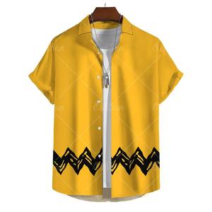 Fashion Yellow Oversized <b>Hawaiian</b> Social <b>Shirt</b> <b>For</b> <b>Men</b> <b>Men's</b> Summer Clothing 3D Print Short Sleeves Top Blouse - Product Image 1