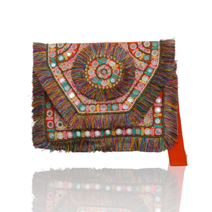 กระเป๋าสะพายข้างผู้หญิงสไตล์โบฮีเมียนสุดหรูจากอินเดีย  งานฝีมือประดับตกแต่งแบบชาติพันธุ์  กระเป๋าโบโฮสำหรับผู้หญิง ราคาประหยัด - Product Image 1