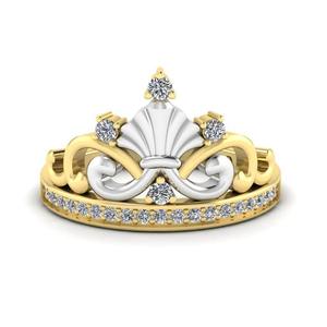 Offre spéciale Bague de fiançailles style Ariel en argent 925 plaqué or jaune diamant, pierre Swarovski, luxe, mode, femme, en gros - Product Image 1