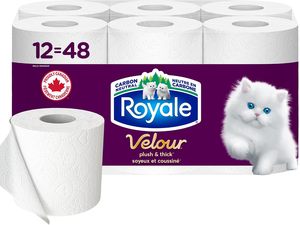 Papier toilette Royale Velour, 12 rouleaux équivalents à 48 rouleaux, 284 lingettes de toilette par rouleau - Product Image 6
