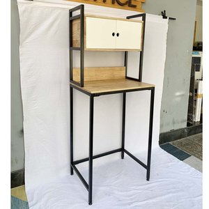 Meuble en bois de caoutchouc KMG68007 70x50x172cm avec cadre en fer, support pour machine à laver, équipement de repassage et de lavage - Product Image 5