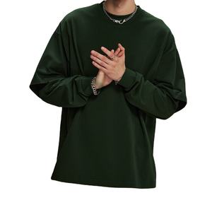 T-shirt pour homme 100% coton coupe ample à manches longues imprimé à double manche avec logo personnalisé - Product Image 3