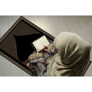 Tapis de prière doré, tapis de prière noir, tapis imprimé pour la maison musulmane, avec tapis à poils doux - Product Image 4