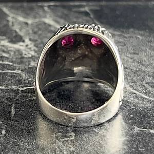 Handmade Men's Gothic Skull <b>Ring</b> Cool Biker Skeleton Design with Oxidized Detail Extraordinary <b>Crystal</b> <b>Ring</b> for Boys - Product Image 6