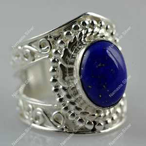 Handmade 925 Sterling Silver Lapis Lazuli <b>Ring</b> September Birthstone Gift with Natural Blue Gemstone Inlay <b>Statement</b> Jewelry - Product Image 1