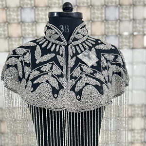 Hermosa capa burlesca festiva con hebras de cuentas, lentejuelas bordadas, sujeta en el cuello para capas de Festival - Product Image 1