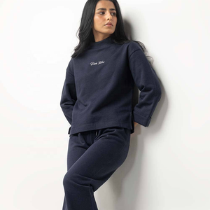 Sudadera elegante de algodón y poliéster de peso pesado para hombre, patrón sólido bordado personalizado, forro polar, diseño de gran tamaño para invierno - Product Image 3