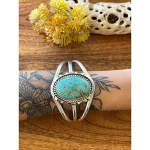 Bracelet manchette tendance en argent sterling et turquoise Eddie Secatero - Product Image 2