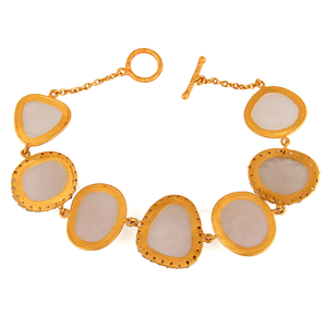 Quartz Gemstone <b>Bracelet</b> <b>Chain</b> <b>Bracelet</b> Jewelry Supplier Gold Plated 925 <b>Silver</b> Hot Sale CZ Rose 24 Carat Trendy Women's Round - Product Image 4