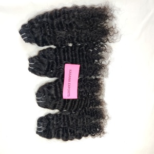 Vente en gros tissage indien à cuticules alignées traitement brut double trame extensions de cheveux humains à vagues profondes aucun fabrication à la machine - Product Image 3