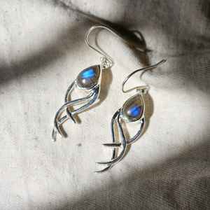 Boucles d'oreilles en pierre précieuse Labradorite faites à la main en argent sterling 925 avec pierres flash bleues naturelles Cadeau élégant pour elle - Product Image 6
