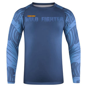 Oem Odm No Giต่อสู้Jiu Jitsu Grapplingการบีบอัดเสื้อOem Mma Custom Bjj Rashguardผื่นยามแขนสั้นสีขาว - Product Image 4