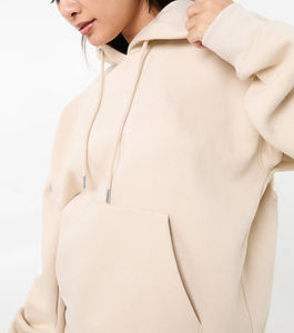 Sudadera con Capucha de Forro Polar de Algodón Lisa de Alta Calidad, con Bolsillo Tipo Canguro, Logotipo Personalizado, Ropa Deportiva para Mujer - Product Image 3