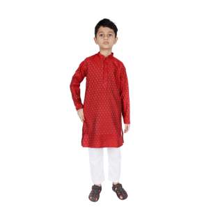 TRILOKI Kids Cotton <b>Kurta</b> Set Traditional Indian Ethnic Dress for <b>Boys</b> Pakistani Style for Daily Wear and Parties - Product Image 6