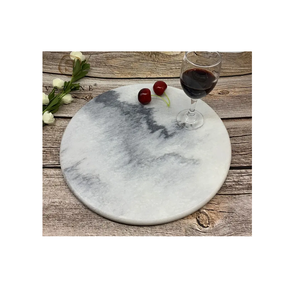 Planche à découper en marbre pour avec poignées de jus tapis de boucher forme ronde et artisanat indien - Product Image 4