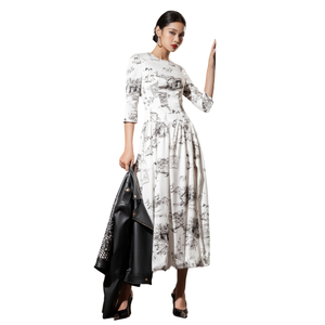 Top Choice 2024 Vestidos Mujer señora elegante media manga Maxi Keana vestido Circular tela ecológica conjunto de 2 piezas mujeres Whiteant - Product Image 1