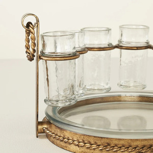 Estante de vidrio de hierro de Metal de hierro forjado, organizador de estante de exhibición de vino, estantes de vino de encimera con soporte de vidrio - Product Image 5