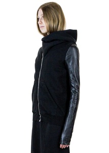 Nouveautés Sweats à capuche décontractés en molleton de coton avec manches en cuir respirant pour hommes pour l'hiver - Product Image 5