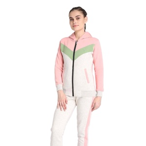 Conjunto de chándal de bloque de color personalizado para mujer al por mayor, sudadera con cremallera y pantalones para correr, ropa deportiva de invierno a la moda para gimnasio y yoga, ropa informal - Product Image 1
