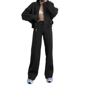 Chándal para mujer, conjunto de dos piezas de algodón 100% para mujer, chándal informal para mujer, chaqueta con cremallera, conjunto de pantalones de chándal y Sudadera con capucha de alta calidad - Product Image 3