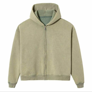 Sweat à capuche pour homme de haute qualité personnalisé lavé à l'acide sweat à capuche zippé vintage surdimensionné sweat à capuche zippé de haute qualité - Product Image 4