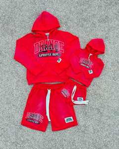 Haut personnalisé coupe régulière délavé à l'acide vintage fermeture éclair en éponge française sweat à capuche zippé pour hommes survêtements jogging ensemble sweat à capuche et short - Product Image 3