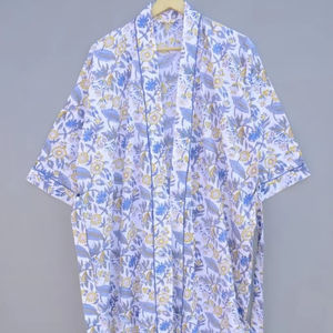 ชุดกิโมโนผ้าฝ้ายพิมพ์ลายดอกไม้สำหรับผู้หญิง, ชุดคลุมอาบน้ำขนาดพิเศษชุดนอนลายดอกไม้สำหรับฤดูร้อน - Product Image 1