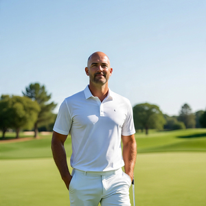 Polo de golf décontracté en coton uni à manches courtes pour hommes T-shirt à col rabattu de haute qualité pour hommes - Product Image 3