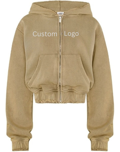 Customized <b>women</b> high quality distressed zip up vintage wash hoodie and <b>sweat</b> <b>pant</b> drawstring closure 100% cotton two piece set - Product Image 5