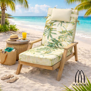 Coussins de chaise de jardin 120x55x8cm, oreillers et coussins d'extérieur confortables, légèrement hydrofuges, sangles de fixation, rembourrage en mousse - Product Image 6