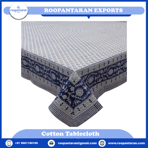 Top qualité magasins d'usine Rectangle nappe mariage main bloc imprimé concepteur pur coton nappes à vendre - Product Image 6