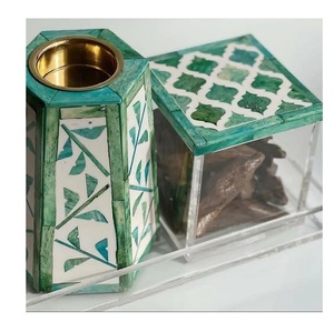 Juego de Regalo Religioso Árabe para Ramadán, Personalizable, con Incrustaciones de Nácar, Bandeja para Quemador de Incienso, Aroma a Rosa, Medio Oriente - Product Image 4